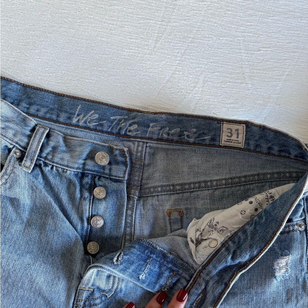 We The Free Blue Button-Fly Jeans
